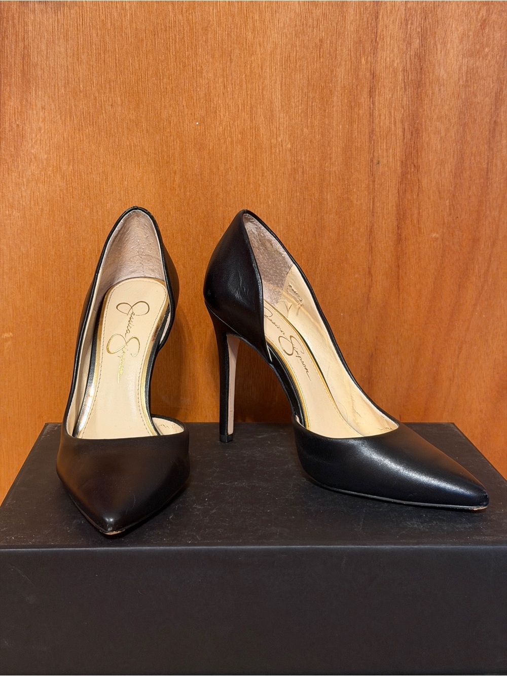 Jessica Simpson Prizma Leather d’Orsay Black Pumps, Sz 5